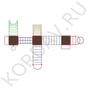 Два рукохода,баскетбольное кольцо, шведская стенка, спирали, турники СК 6.341 (3)